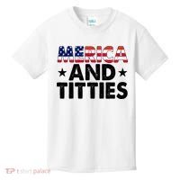 Merica And Titties Funny Patriotic Usa Kids T-Shirt thumb 0