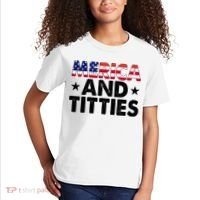 Merica And Titties Funny Patriotic Usa Kids T-Shirt thumb 2