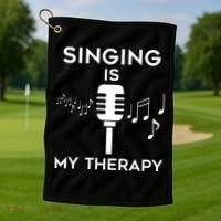 Music As Therapy Singer Music Teacher Choir Gift Golf Towel thumb 1