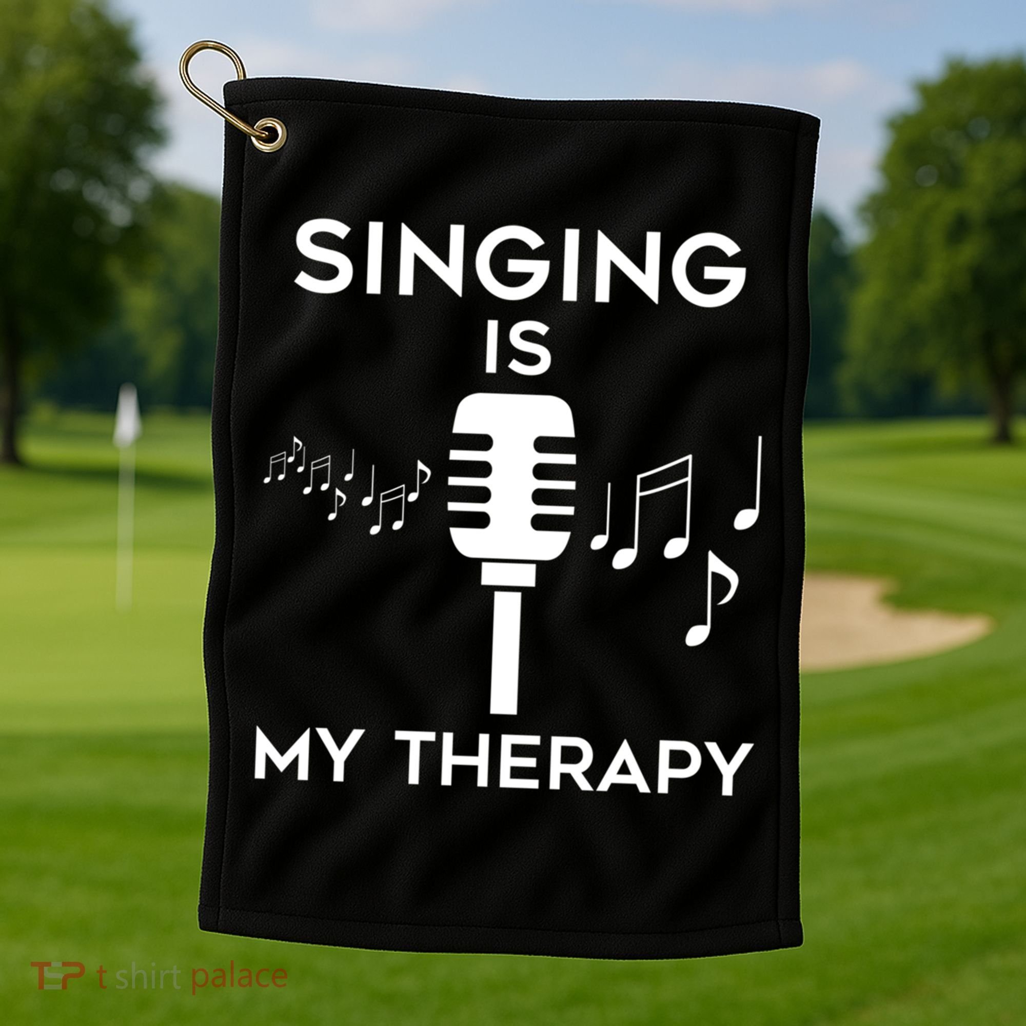 Music As Therapy Singer Music Teacher Choir Gift Golf Towel