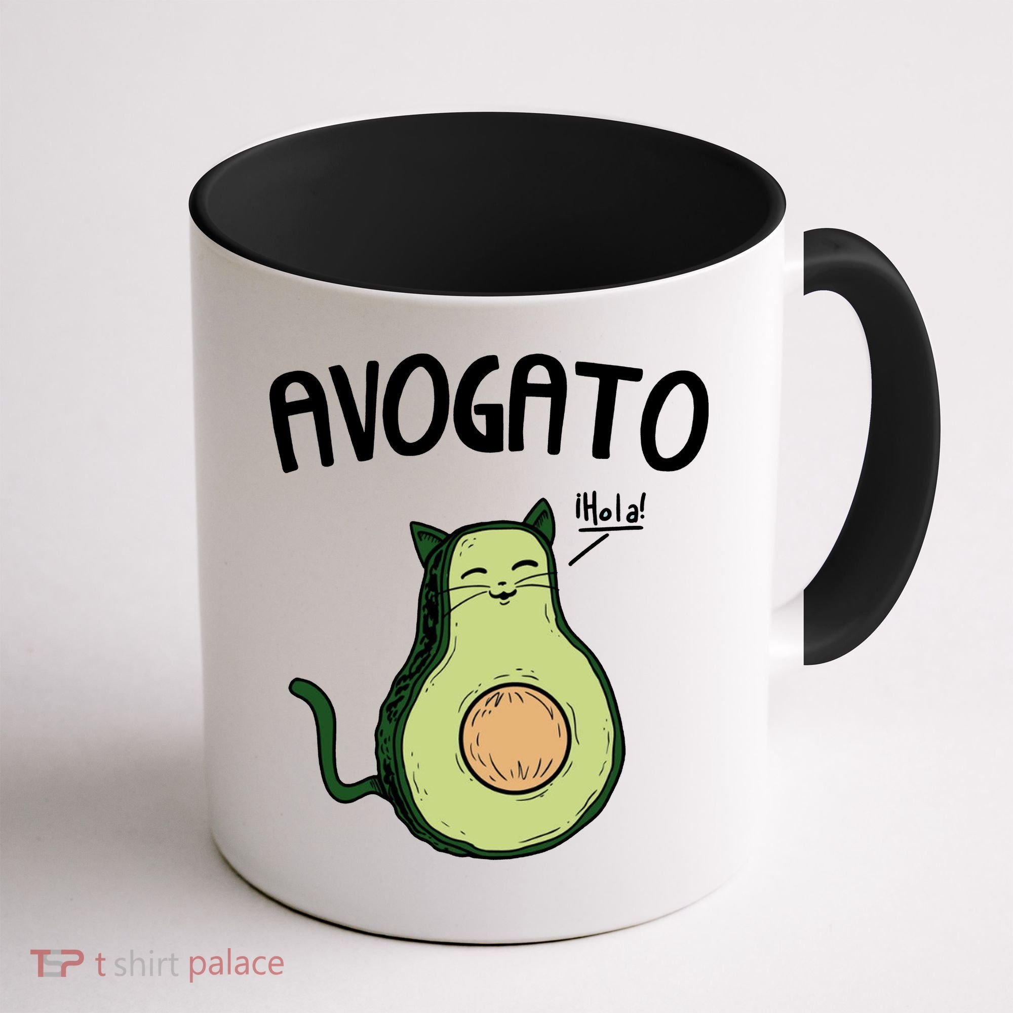 Mens Avogato Trending Avocado Cat Cute Cat Face Novelty Cat Coffee Mug