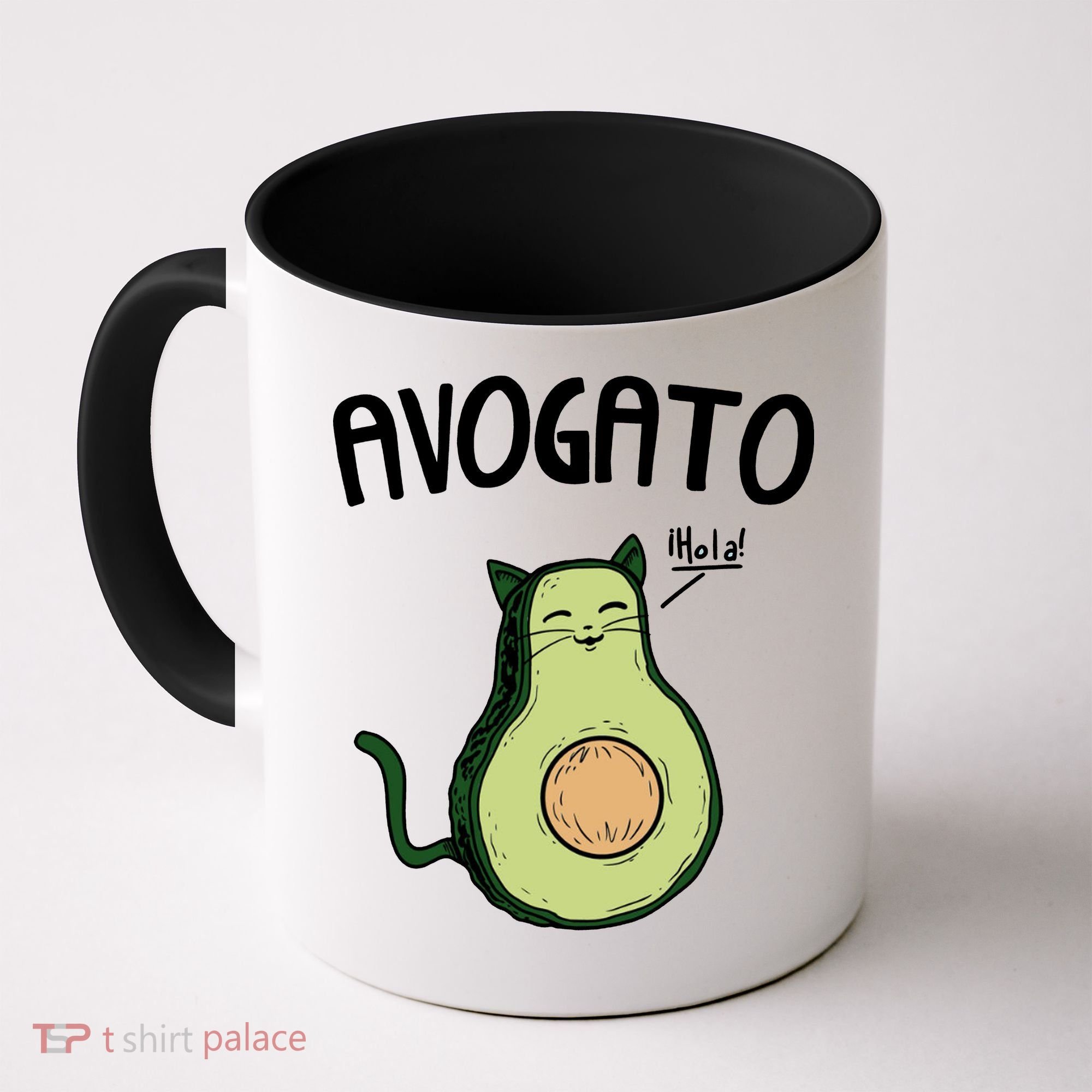 Mens Avogato Trending Avocado Cat Cute Cat Face Novelty Cat Coffee Mug