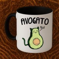 Mens Avogato Trending Avocado Cat Cute Cat Face Novelty Cat Coffee Mug thumb 2