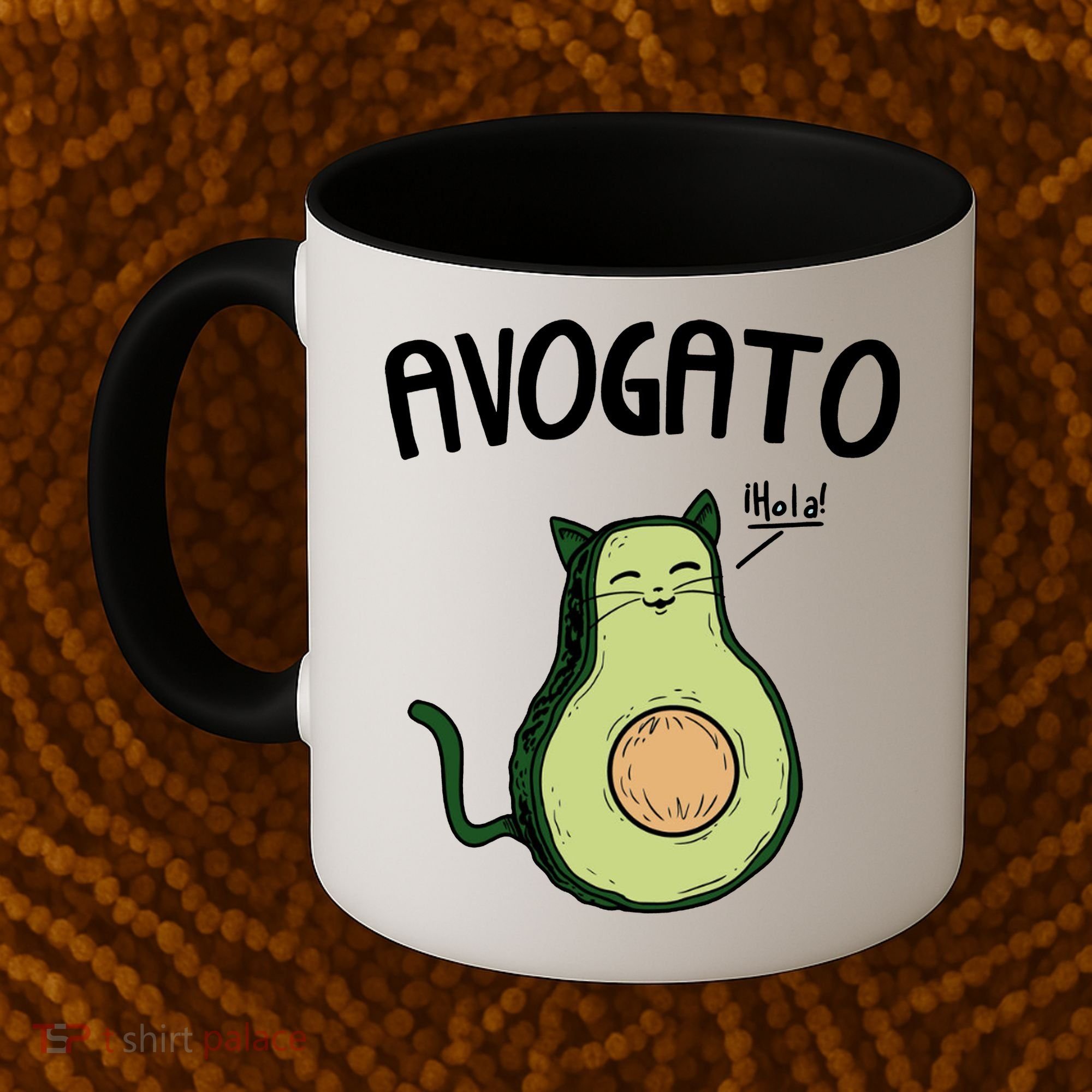 Mens Avogato Trending Avocado Cat Cute Cat Face Novelty Cat Coffee Mug