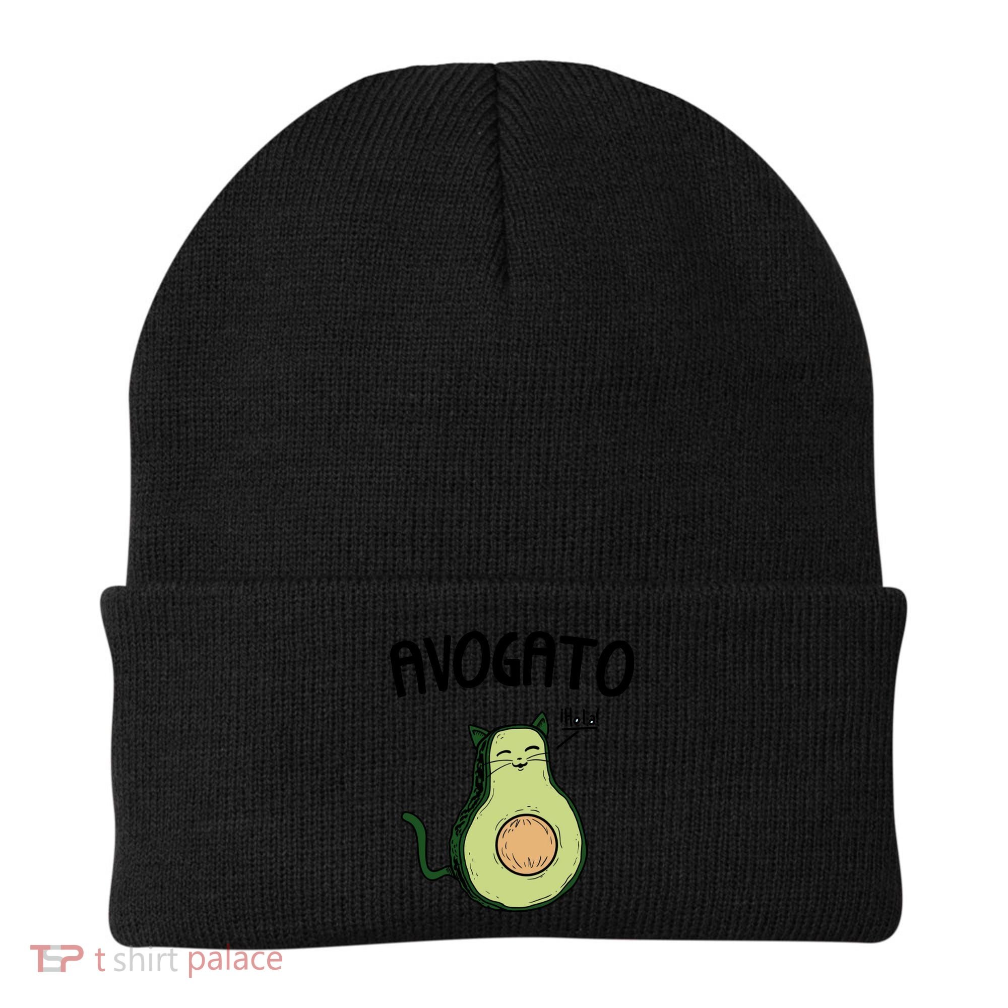 Mens Avogato Trending Avocado Cat Cute Cat Face Novelty Cat Beanie