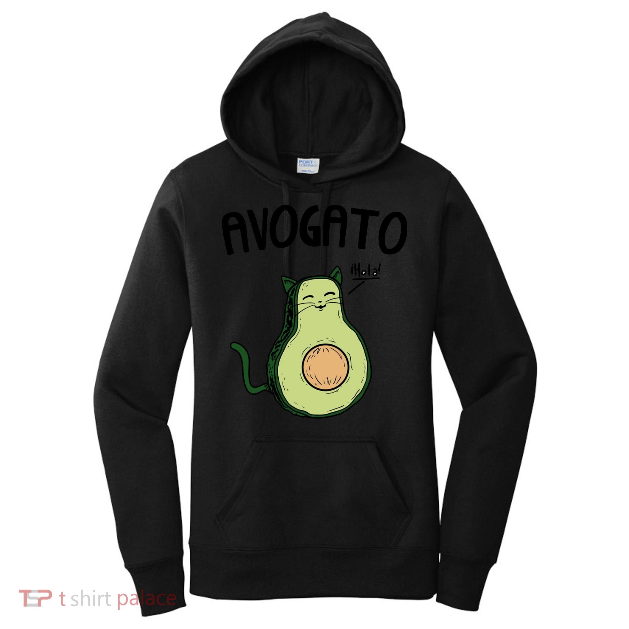 Mens Avogato Trending Avocado Cat Cute Cat Face Novelty Cat Women's Hoodie