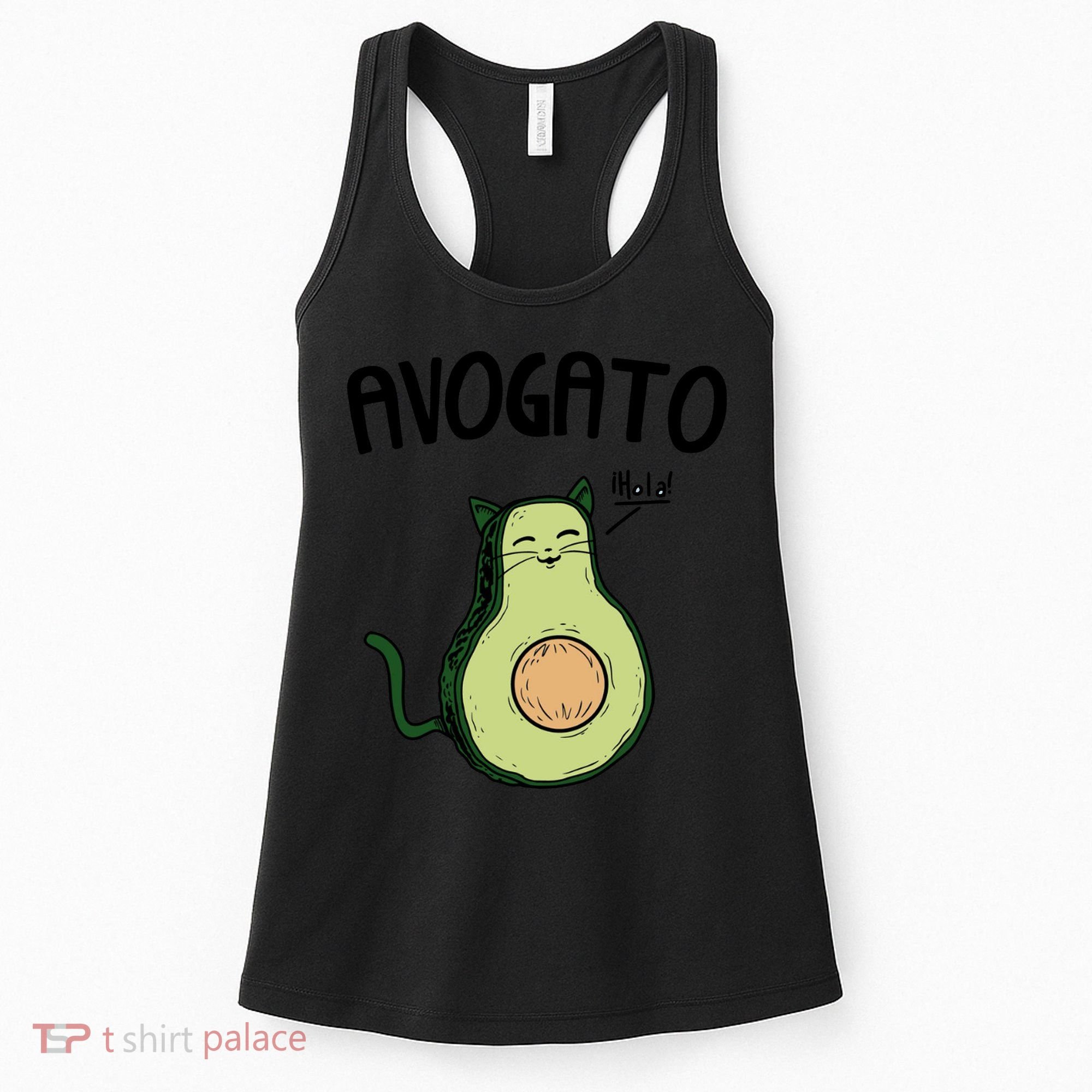 Mens Avogato Trending Avocado Cat Cute Cat Face Novelty Cat Women's Tank Top