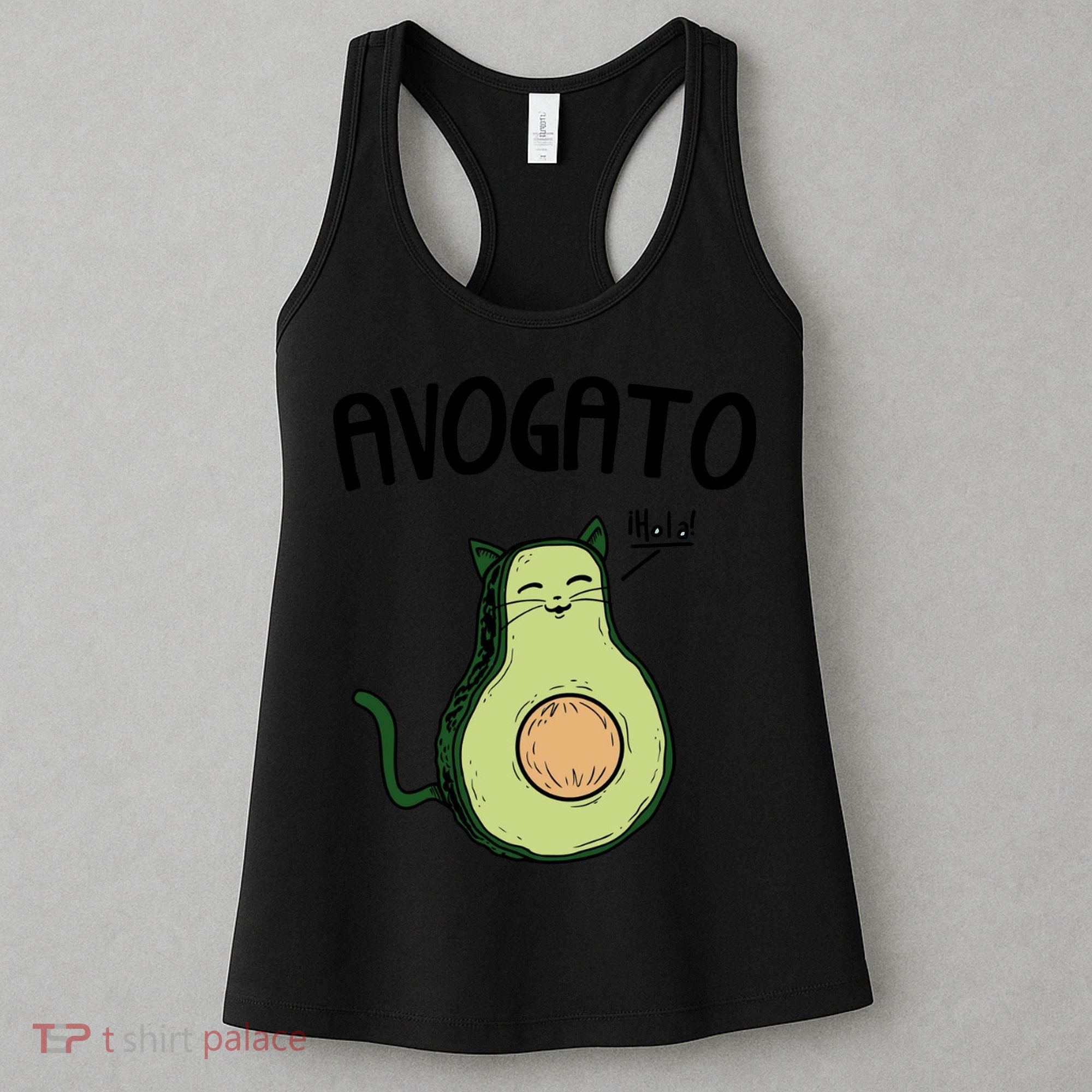Mens Avogato Trending Avocado Cat Cute Cat Face Novelty Cat Women's Tank Top