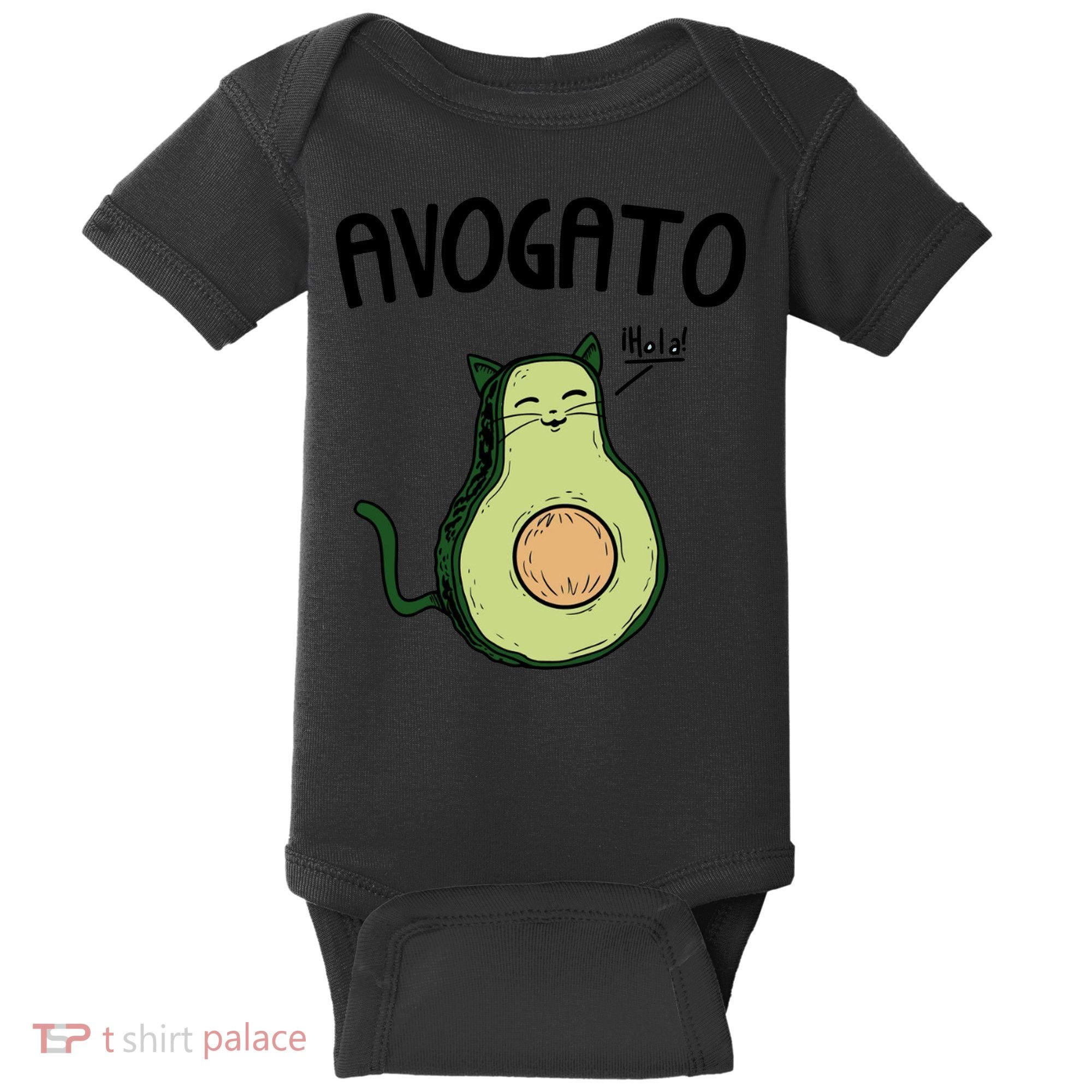 Mens Avogato Trending Avocado Cat Cute Cat Face Novelty Cat Baby Bodysuit