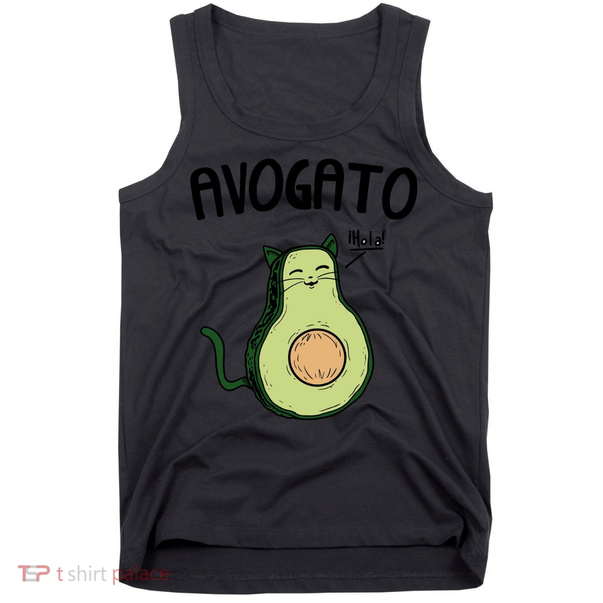 Mens Avogato Trending Avocado Cat Cute Cat Face Novelty Cat Tank Top