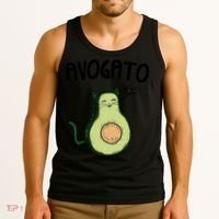 Mens Avogato Trending Avocado Cat Cute Cat Face Novelty Cat Tank Top thumb 3