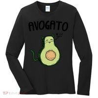 Mens Avogato Trending Avocado Cat Cute Cat Face Novelty Cat Women's Long Sleeve Shirt thumb 0