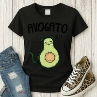 Mens Avogato Trending Avocado Cat Cute Cat Face Novelty Cat Women's T-Shirt thumb 3
