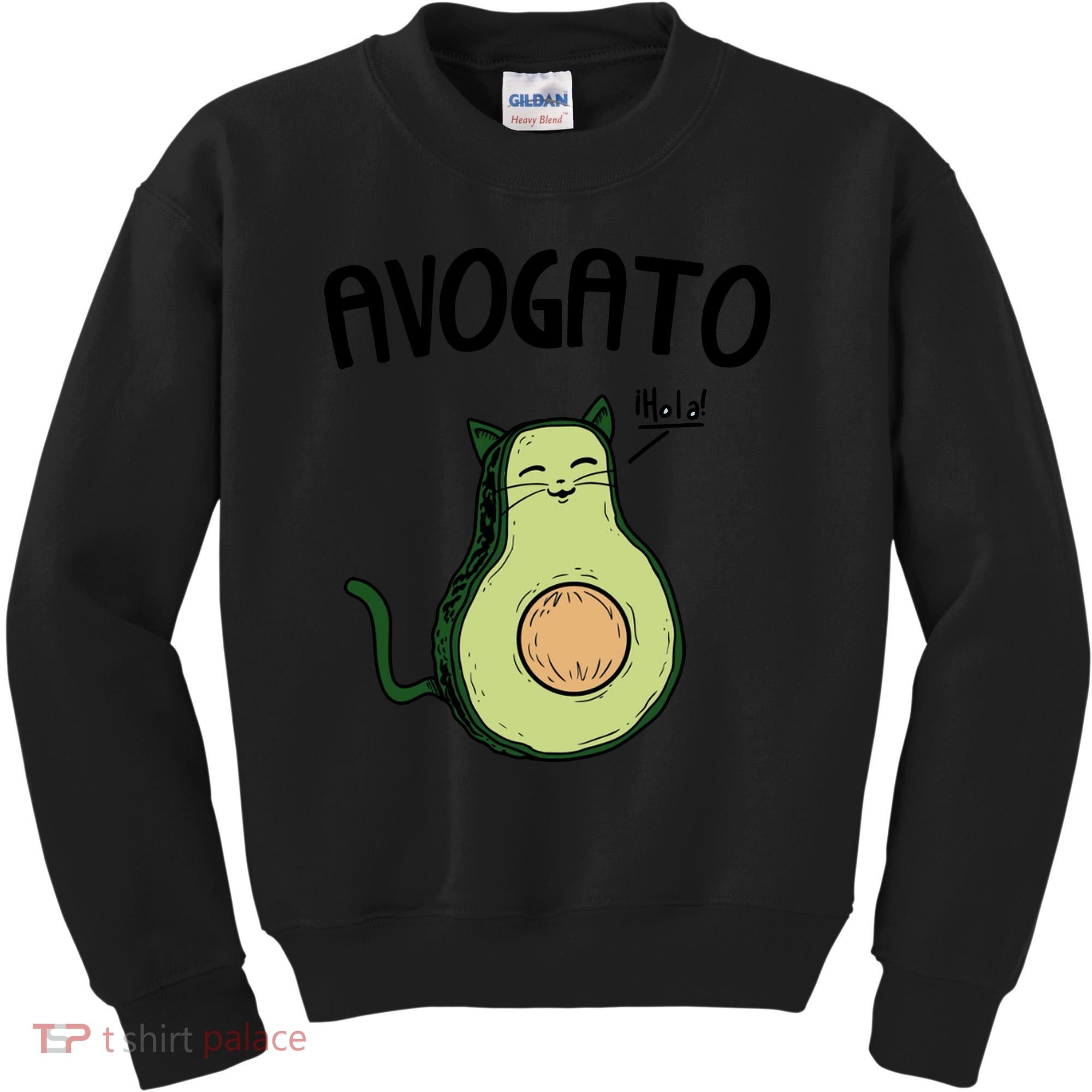 Mens Avogato Trending Avocado Cat Cute Cat Face Novelty Cat Kids Sweatshirt