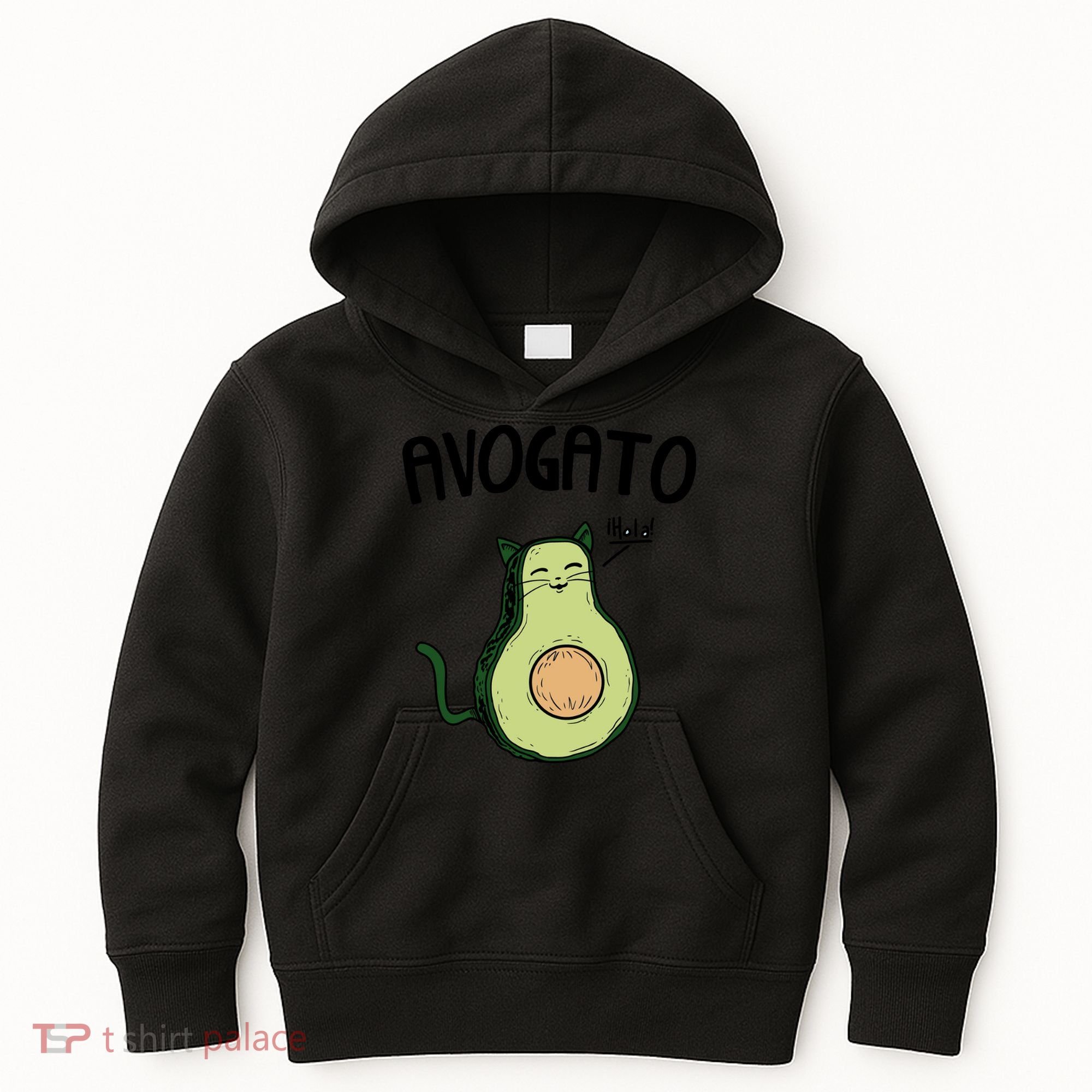 Mens Avogato Trending Avocado Cat Cute Cat Face Novelty Cat Kids Hoodie
