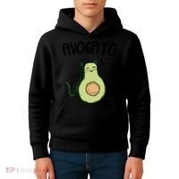 Mens Avogato Trending Avocado Cat Cute Cat Face Novelty Cat Kids Hoodie thumb 4