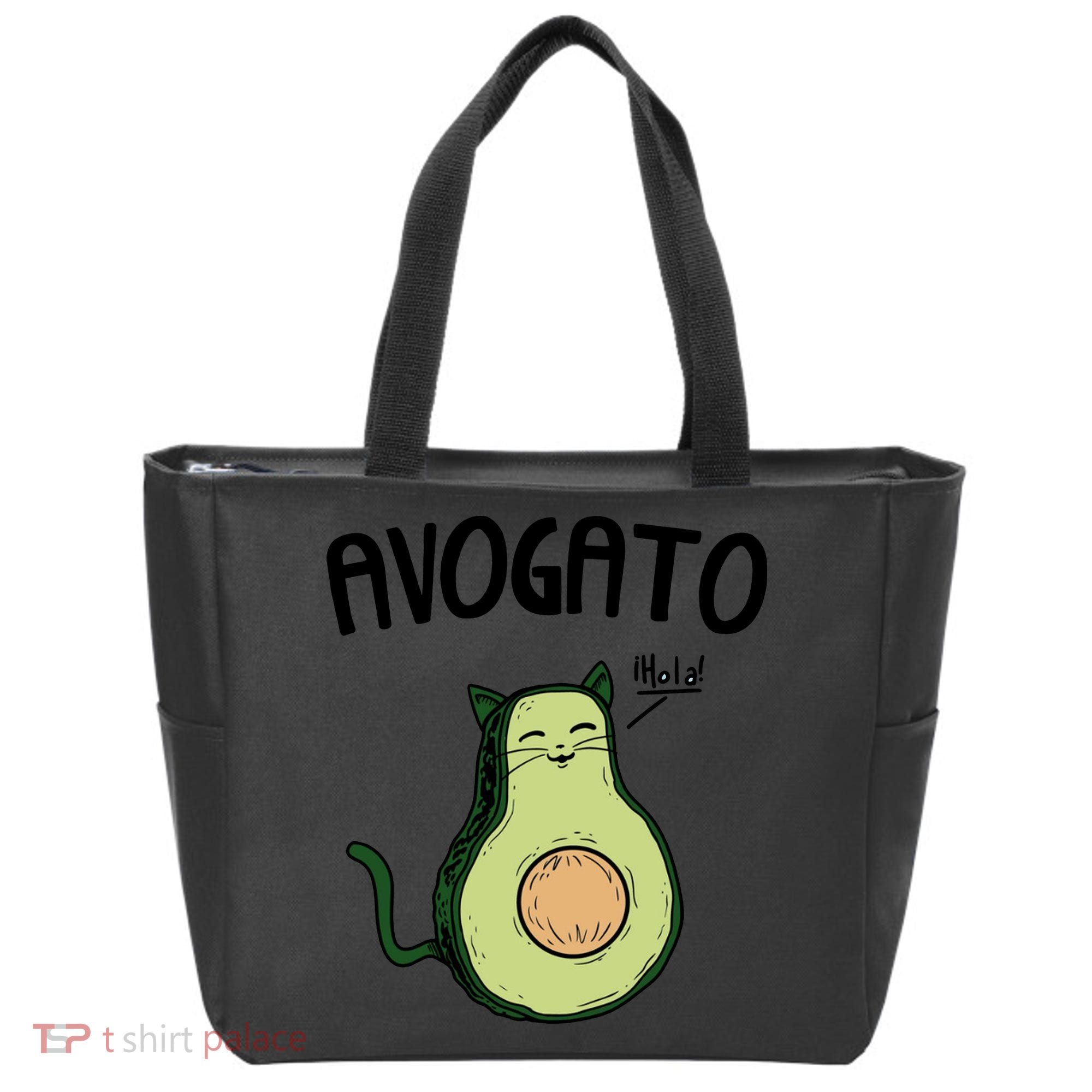 Mens Avogato Trending Avocado Cat Cute Cat Face Novelty Cat Tote Bag