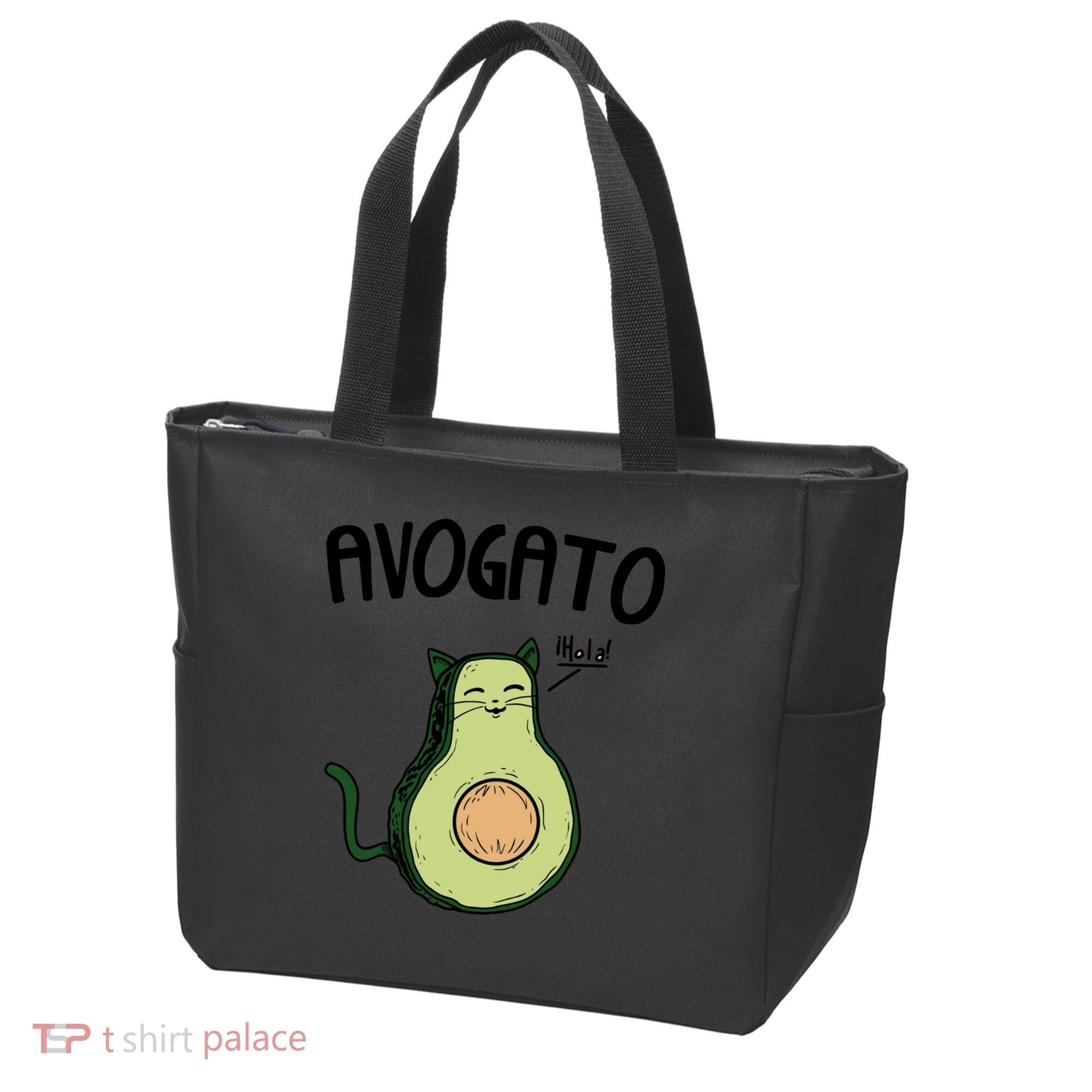 Mens Avogato Trending Avocado Cat Cute Cat Face Novelty Cat Tote Bag