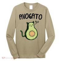 Mens Avogato Trending Avocado Cat Cute Cat Face Novelty Cat Long Sleeve Shirt thumb 0
