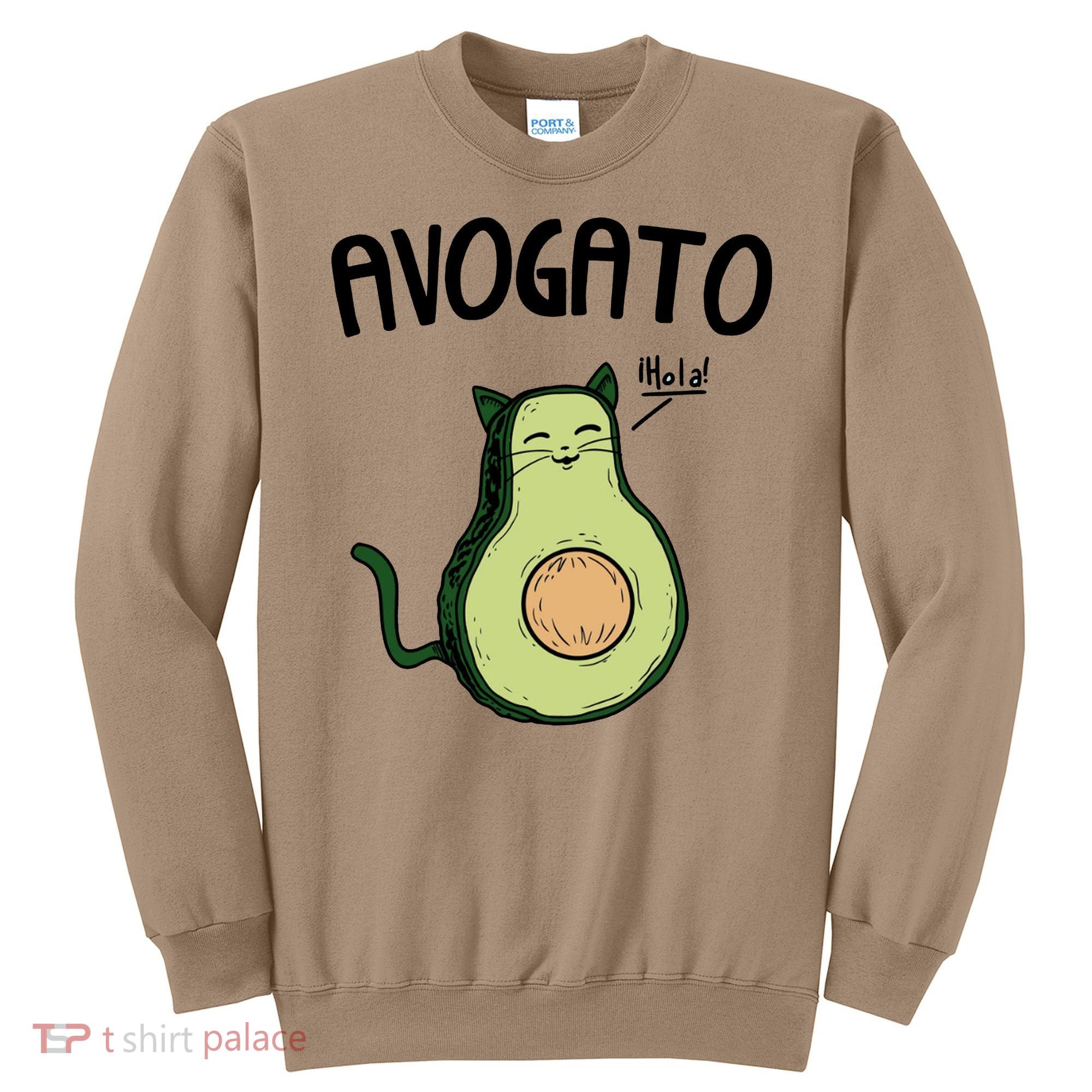 Mens Avogato Trending Avocado Cat Cute Cat Face Novelty Cat Sweatshirt