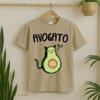 Mens Avogato Trending Avocado Cat Cute Cat Face Novelty Cat T-Shirt thumb 2