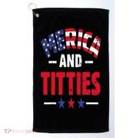 Merica And Titties Golf Towel thumb 0