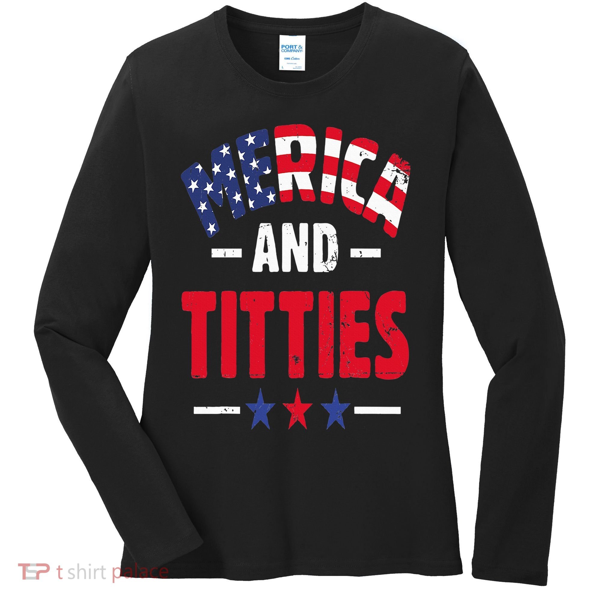Merica And Titties Women's Long Sleeve Shirt