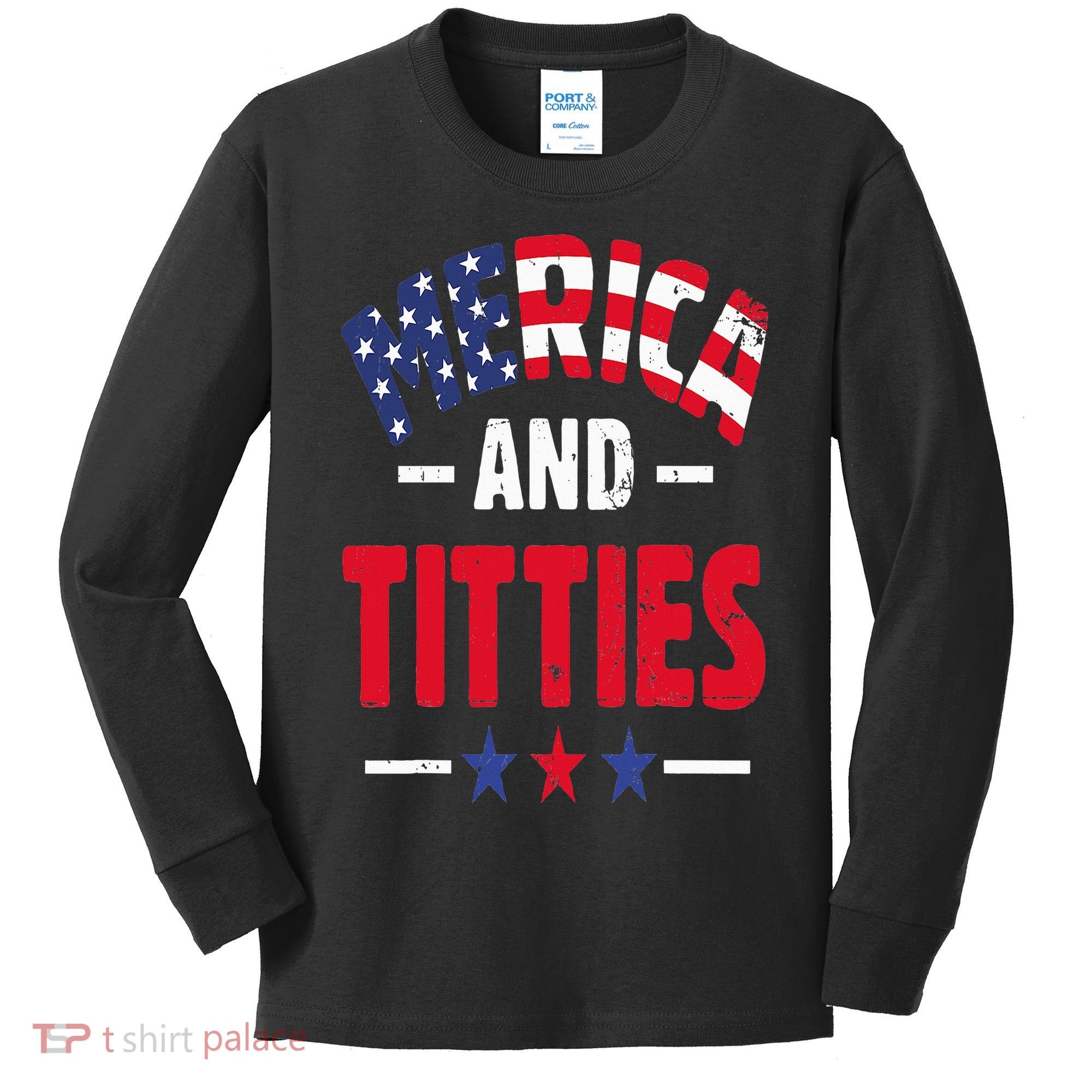 Merica And Titties Kids Long Sleeve Shirt