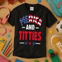 Merica And Titties Kids T-Shirt thumb 3
