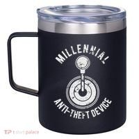 Millennial Anti Theft Device Funny Manual Transmission 12oz Stainless Steel Coffee Mug thumb 2
