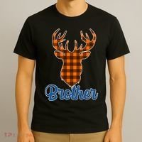 Matching Holiday Family Plaid Reindeer Brother T-Shirt thumb 3