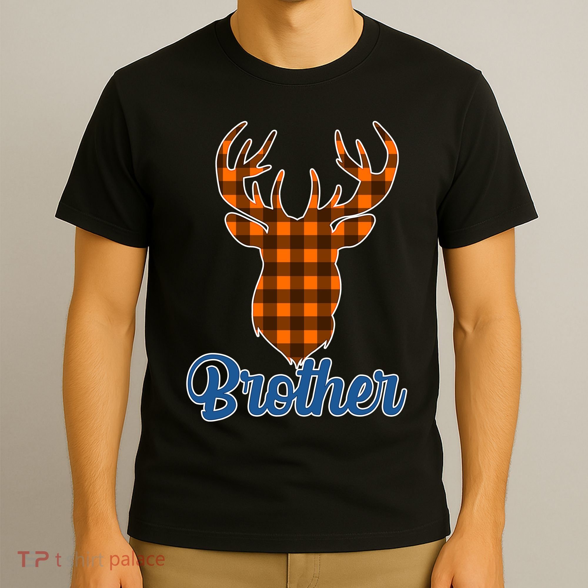 Matching Holiday Family Plaid Reindeer Brother T-Shirt