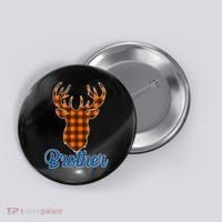 Matching Holiday Family Plaid Reindeer Brother Button thumb 0