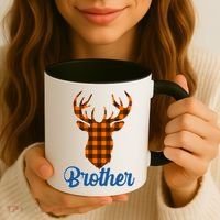 Matching Holiday Family Plaid Reindeer Brother Coffee Mug thumb 3