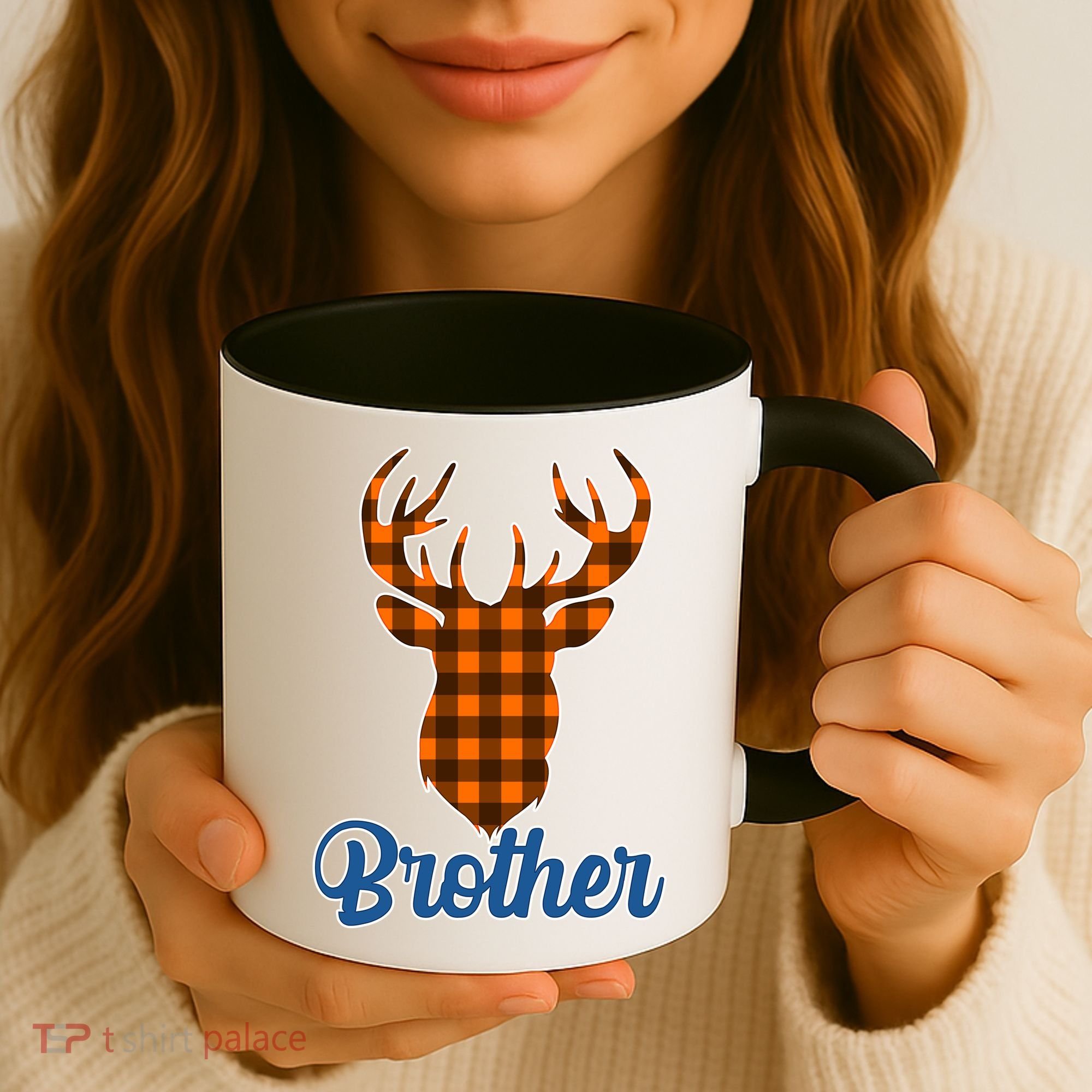 Matching Holiday Family Plaid Reindeer Brother Coffee Mug