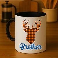 Matching Holiday Family Plaid Reindeer Brother Coffee Mug thumb 4