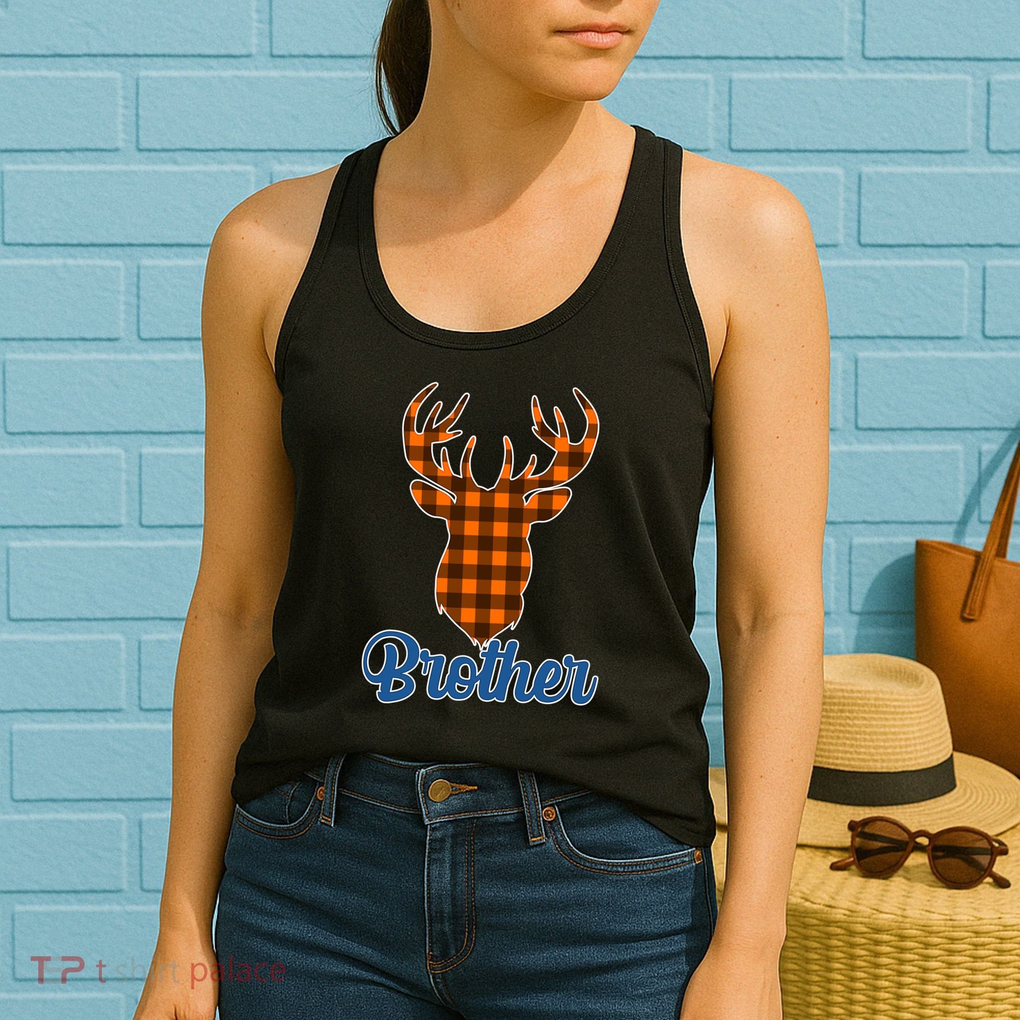 Matching Holiday Family Plaid Reindeer Brother Women's Tank Top