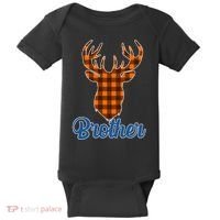 Matching Holiday Family Plaid Reindeer Brother Baby Bodysuit thumb 0