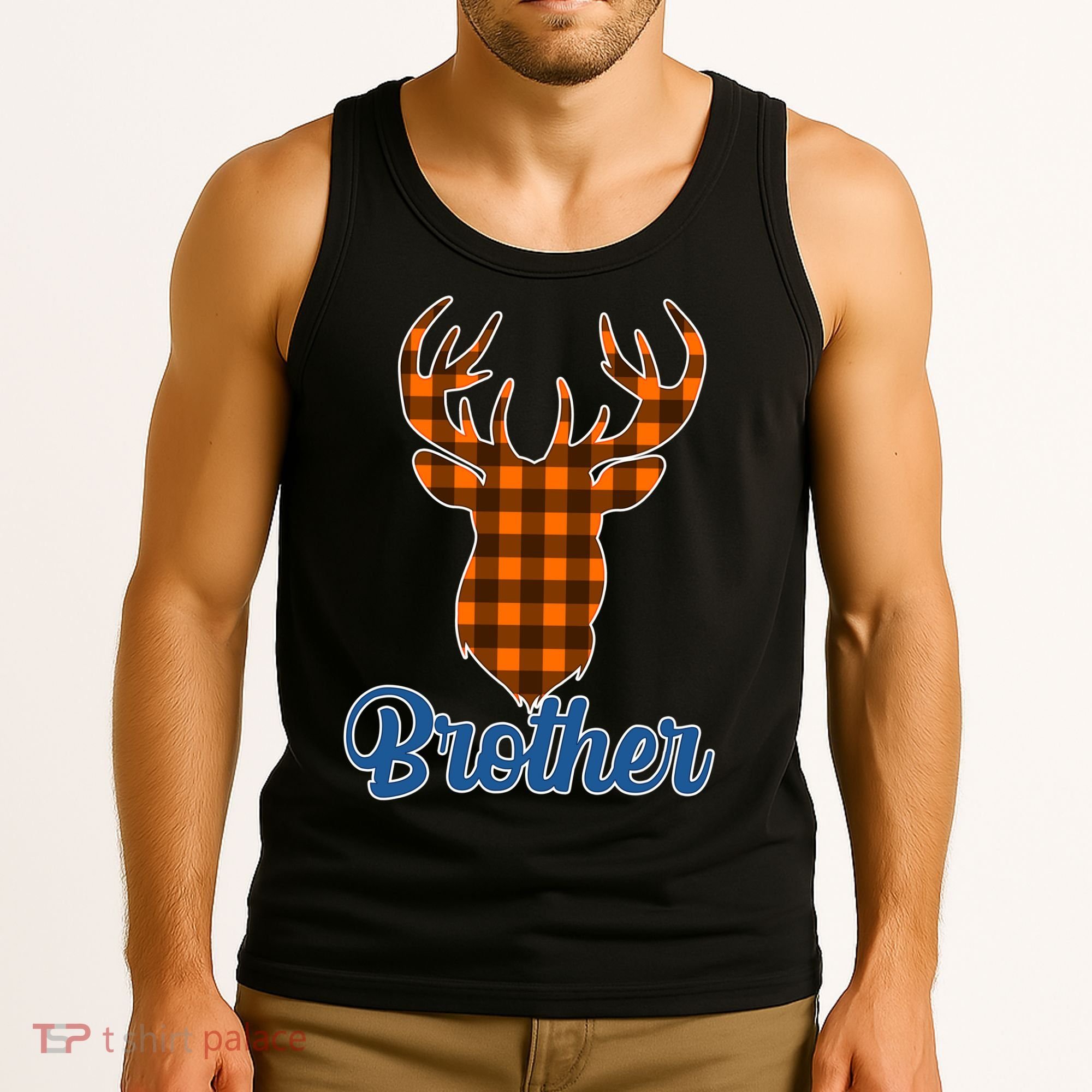 Matching Holiday Family Plaid Reindeer Brother Tank Top