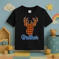 Matching Holiday Family Plaid Reindeer Brother Toddler T-Shirt thumb 3