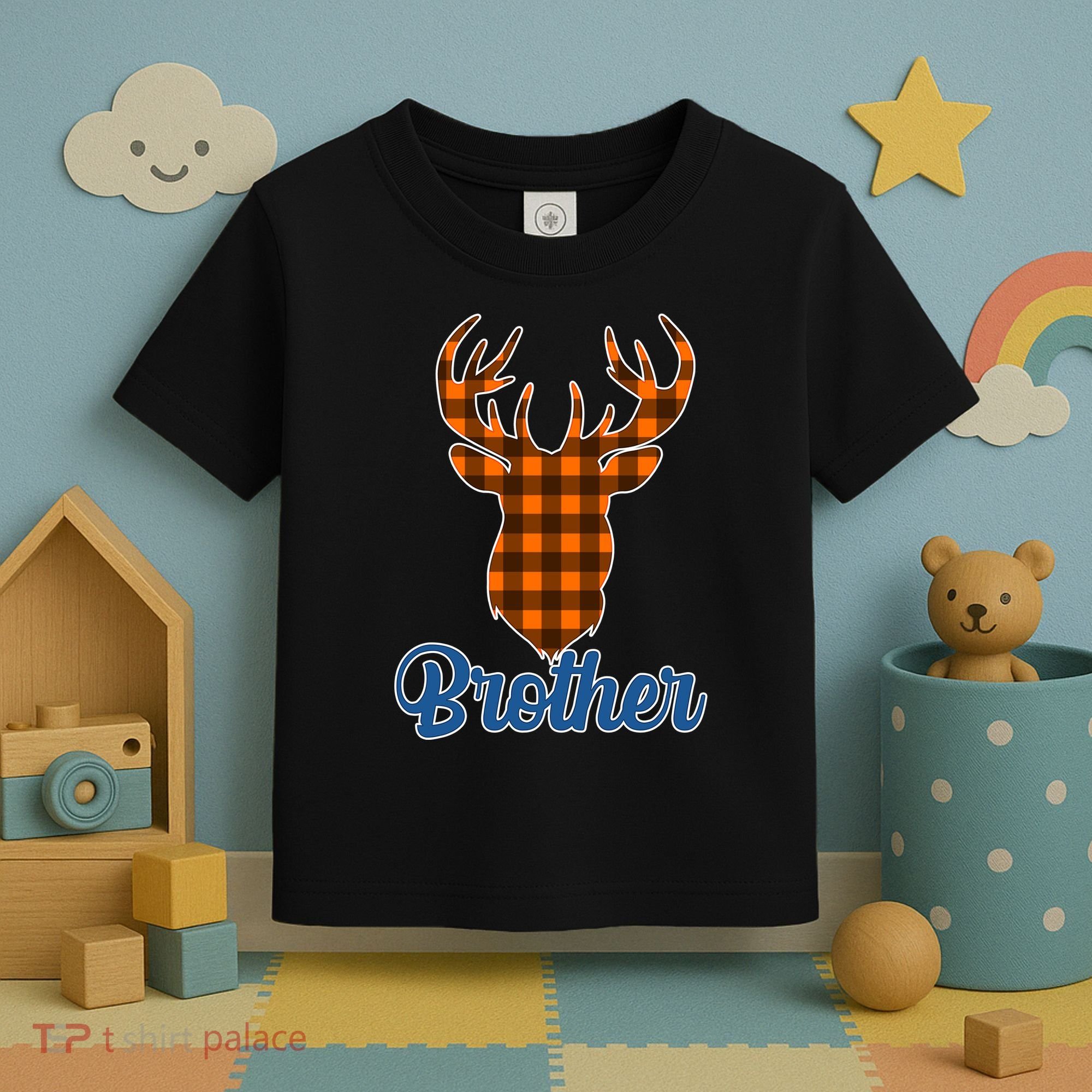 Matching Holiday Family Plaid Reindeer Brother Toddler T-Shirt