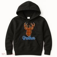 Matching Holiday Family Plaid Reindeer Brother Kids Hoodie thumb 0