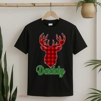 Matching Holiday Family Plaid Reindeer Daddy T-Shirt thumb 2