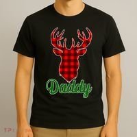 Matching Holiday Family Plaid Reindeer Daddy T-Shirt thumb 3