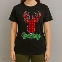Matching Holiday Family Plaid Reindeer Daddy T-Shirt thumb 4