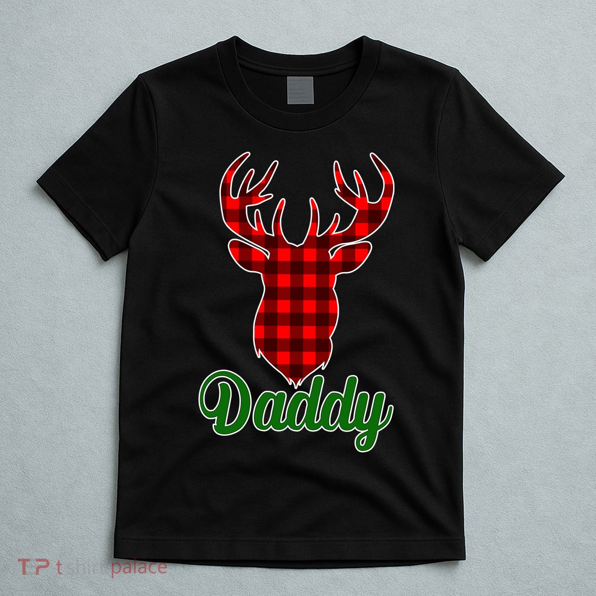 Matching Holiday Family Plaid Reindeer Daddy T-Shirt