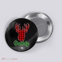 Matching Holiday Family Plaid Reindeer Daddy Button thumb 0