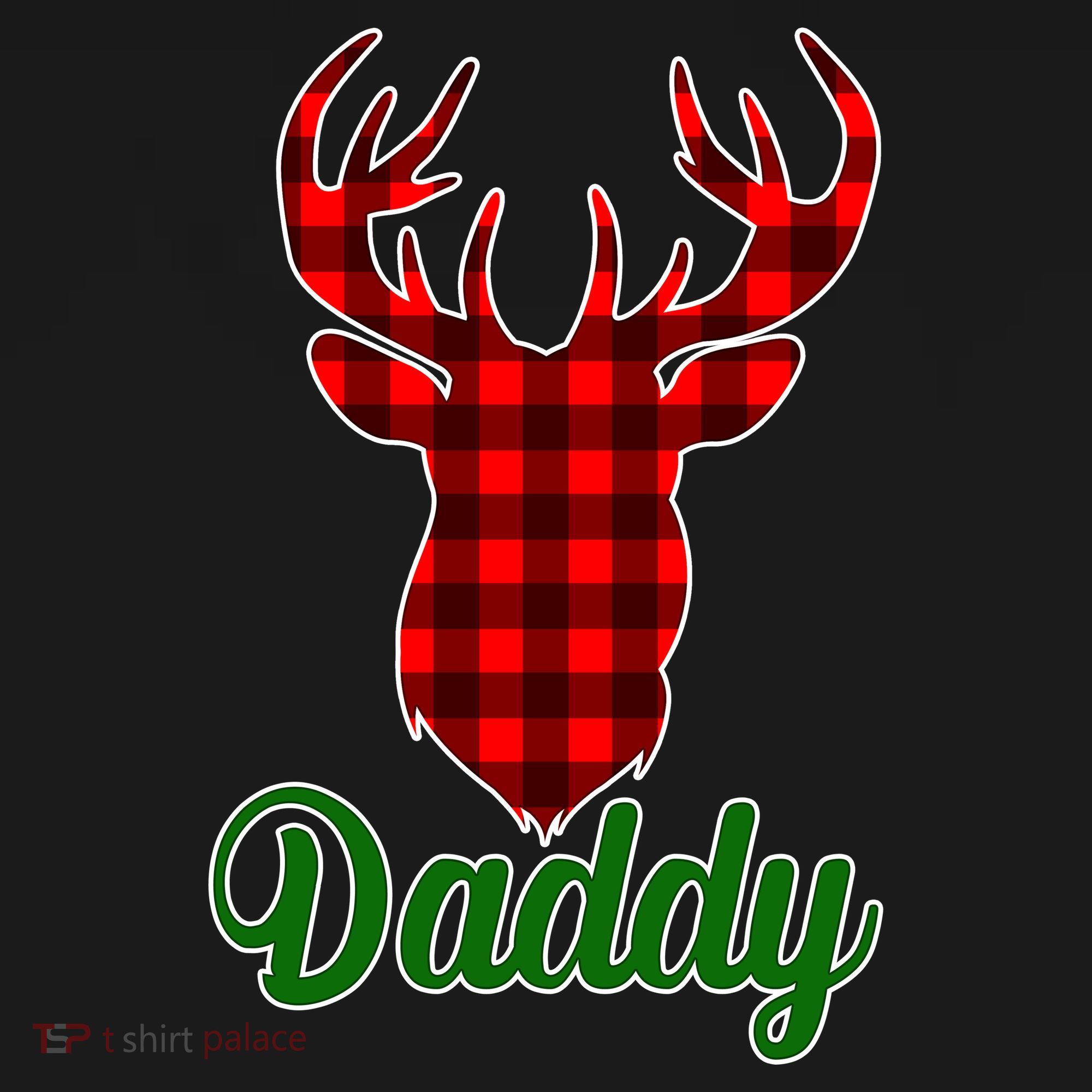 Matching Holiday Family Plaid Reindeer Daddy Button