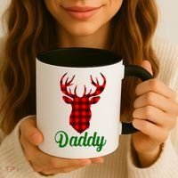 Matching Holiday Family Plaid Reindeer Daddy Coffee Mug thumb 3