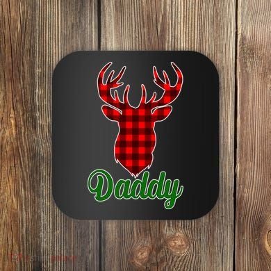 Matching Holiday Family Plaid Reindeer Daddy Coaster